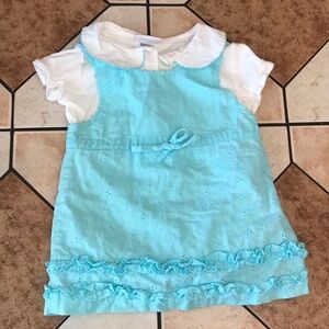 Oshkosh little girls blue dress with shirt underneath